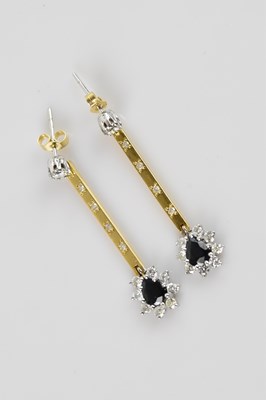 Lot 1381 - A pair of yellow and white metal diamond and...