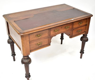 Lot 42 - A Victorian mahogany kneehole writing table,...