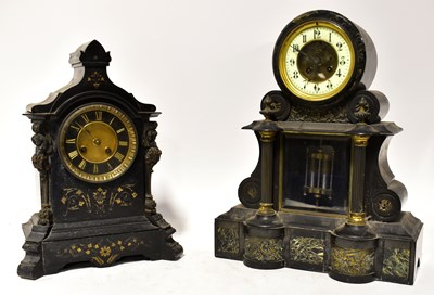 Lot 126 - JAPY FRÈRES; a Victorian black slate eight-day...