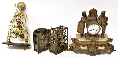 Lot 112 - A brass framed single fusée skeleton clock...