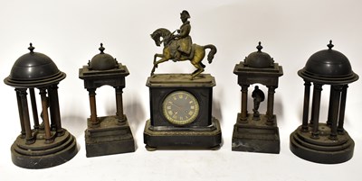 Lot 110 - A black slate and brass figural eight-day...