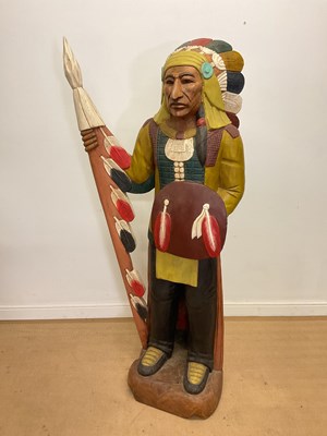 Lot 849 - A large painted wooden cigar store type Native...