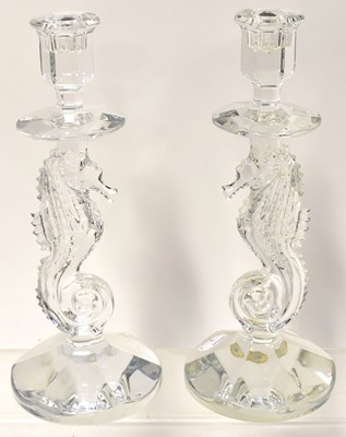 Lot 352 - WATERFORD; a pair of glass candlesticks, the...