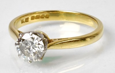 Lot 1132 - An 18ct yellow gold solitaire diamond ring,...