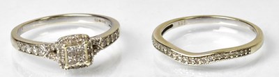 Lot 1158 - A 9ct white gold and diamond set ring, and a...
