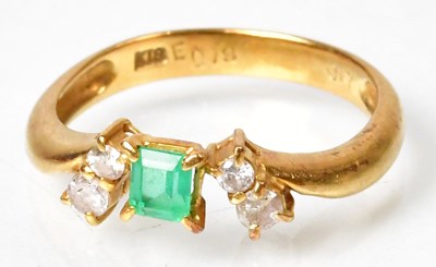 Lot 1184 - A yellow metal diamond and gem set ring, set...