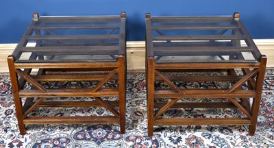 Lot 3058 - A pair of modern mahogany colonial style three...