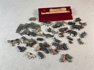 Lot 276 - A small number of lead farm and zoo animals,...