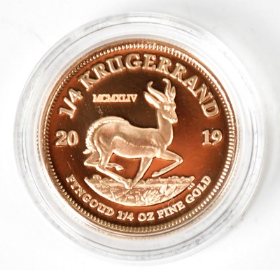 Lot 1087 - SOUTH AFRICA MINT; a 2019 gold 1/4 Krugerrand,...