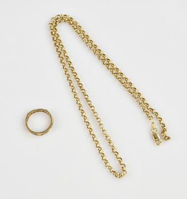 Lot 2108 - A yellow metal curb link necklace, stamped...