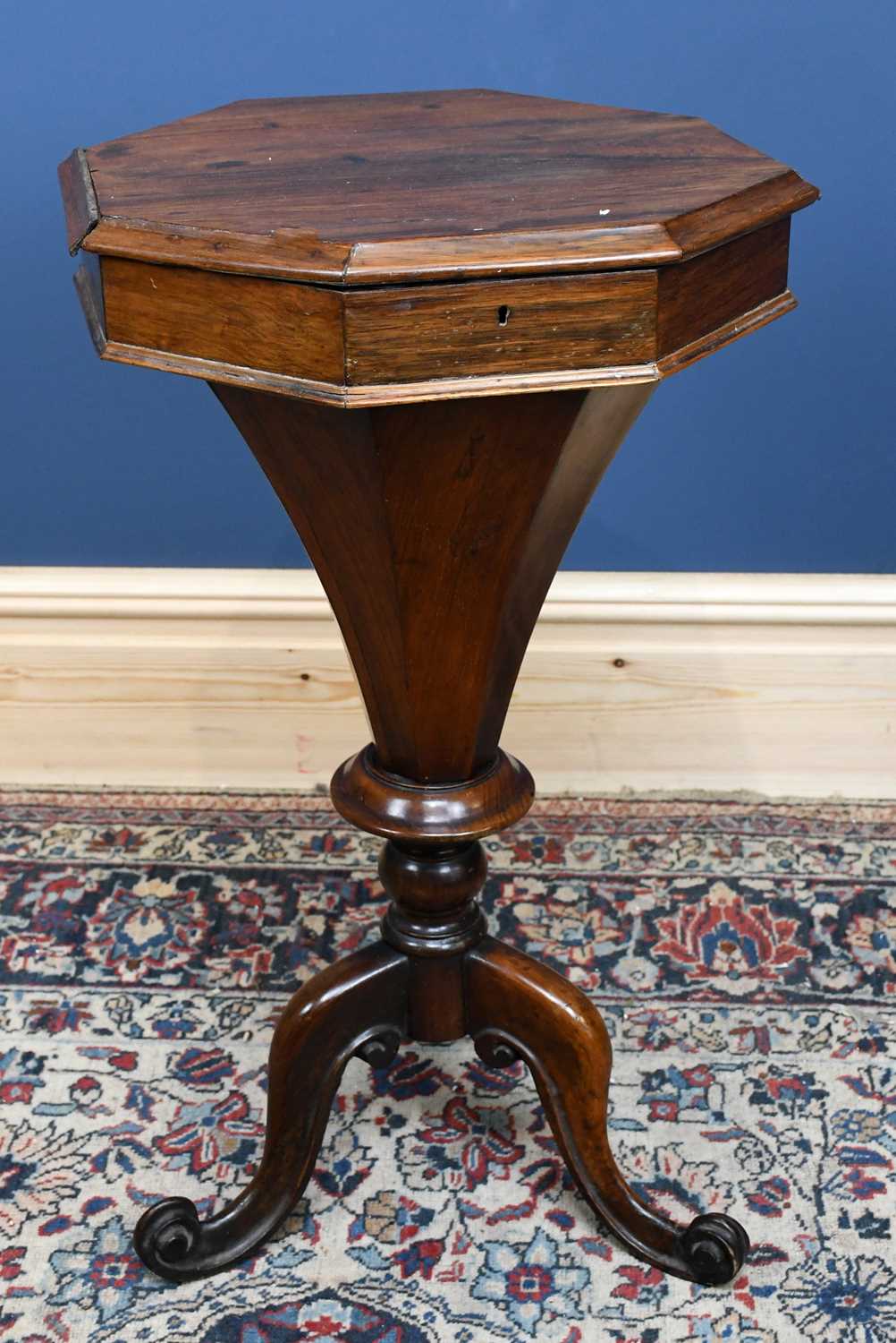 Lot 2785 A Victorian rosewood octagonal sewing table,