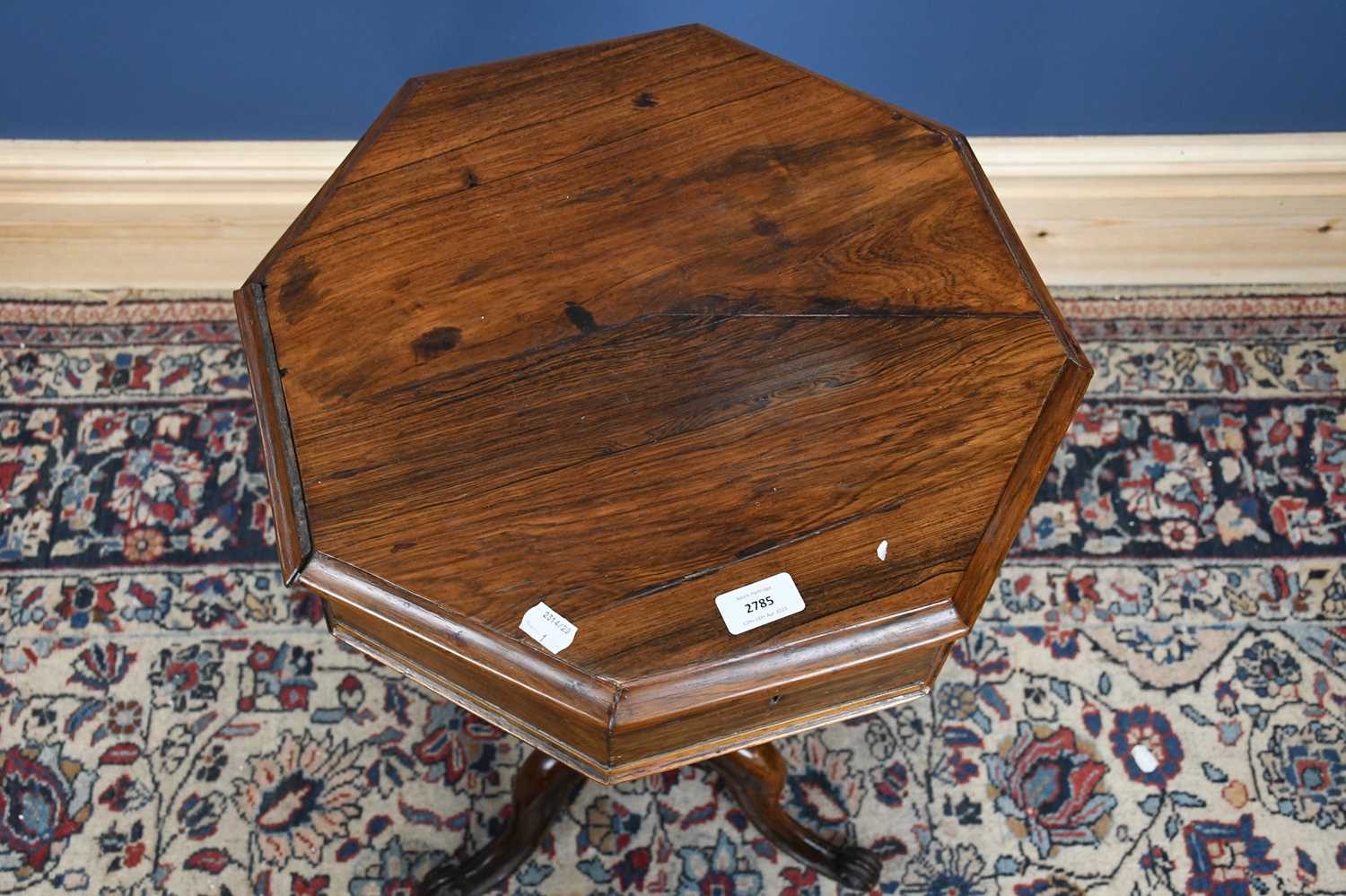 Lot 2785 A Victorian rosewood octagonal sewing table,