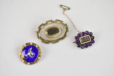 Lot 1332 - A yellow metal seed pearl and enamel set...