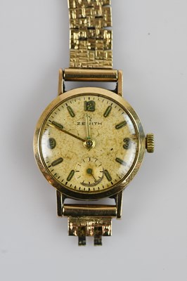 Lot 496 - ZENITH; a lady's 9ct gold cased wristwatch,...