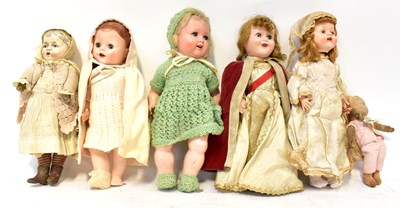 Lot 555 - Six dolls, including a composite headed doll...