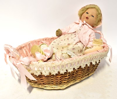 Lot 504 - A Chad Valley open-mouthed pressed felt doll...