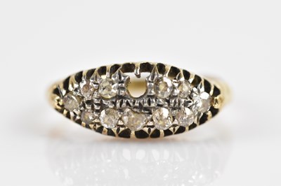 Lot 2572 - A yellow metal diamond set dress ring, set...