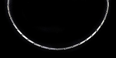 Lot 1320 - A platinum chain with twin spring clasps,...