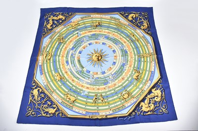 Lot 14 - HERMÈS; a 100% twill silk blue, green, yellow...