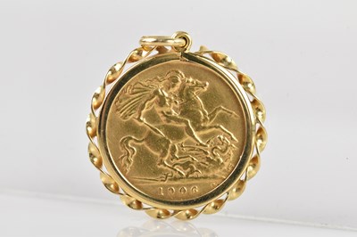 Lot 2115 - An Edward VII half sovereign, 1906, set in a...