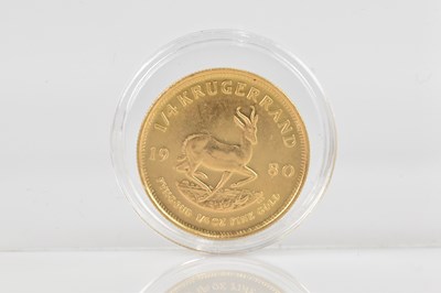 Lot 1006 - A South African 1/4 Krugerrand, 1980,...