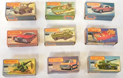 Lot 481 - MATCHBOX; nine boxed 'New' vehicles,...
