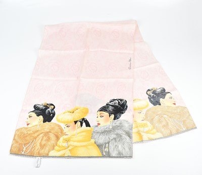 Lot 93 - CHRISTIAN DIOR; a 100% silk vintage Carre pink...