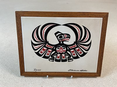 Lot 64 - CLARENCE A WELLS; a 'Raven' ceramic wall tile,...