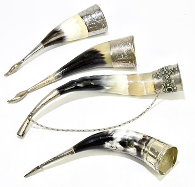 Lot 203 - ENGLAND INTERNATIONAL; four polished horn and...