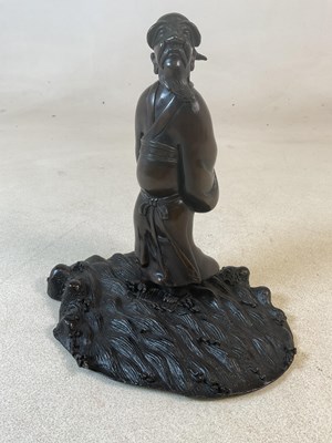 Lot 413 - A Japanese Meiji period bronze figure, 'Suijin'...