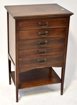 Lot 23 - An Edwardian mahogany music cabinet,...