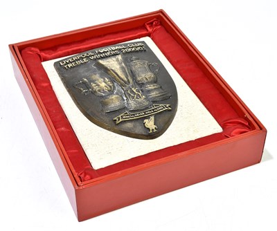 Lot 194 - LIVERPOOL FOOTBALL CLUB; a boxed heavy bronze...