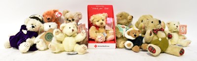 Lot 615 - Twelve small teddy bears, including Harrods Ty,...