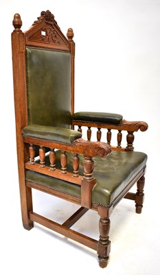 Lot 87 - A Victorian carved oak throne chair, with a...