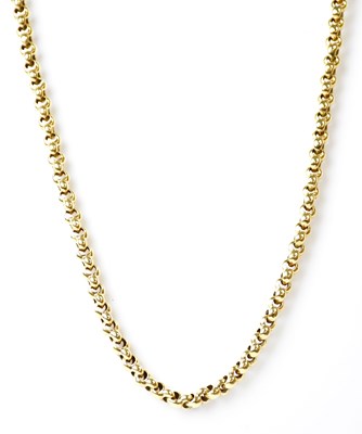 Lot 1233 - An 18ct gold belcher link chain necklace...