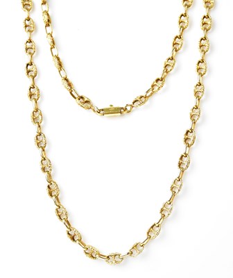 Lot 1230 - An 18ct gold anchor chain link necklace,...