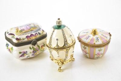 Lot 1247 - LIMOGES; a hand painted pill box, a further...