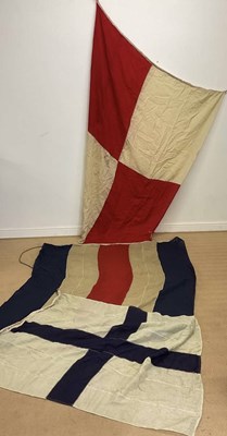 Lot 76 - Three large Naval signal flags, comprising a...