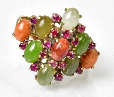 Lot 1155 - A circa 1970s 14ct gold cocktail ring set with...