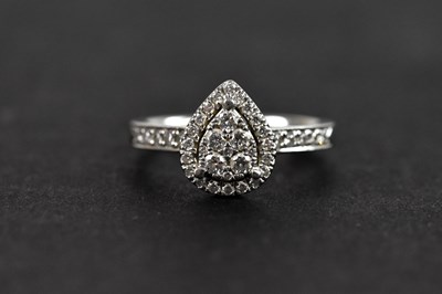 Lot 2373 - A platinum diamond set pear shaped cluster...
