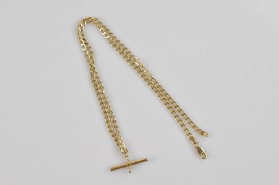 Lot 2151 - A 9ct yellow gold flat link necklace with...