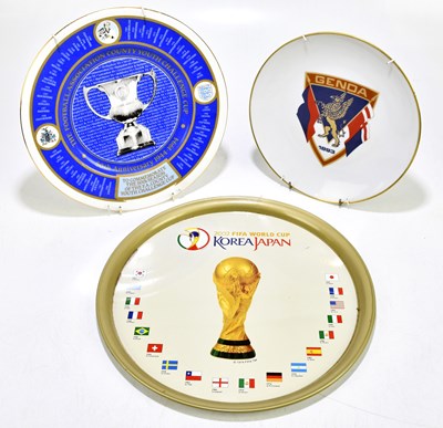 Lot 237 - FOOTBALL VARIOUS; a tin tray for the 2002 FIFA...