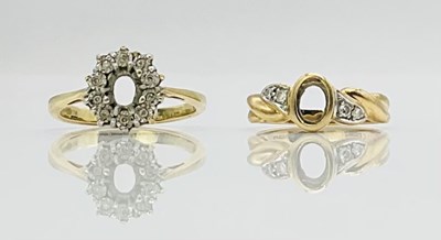 Lot 708 - Two 9ct yellow gold ring mounts, both lacking...
