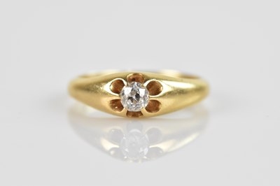 Lot 2372 - A yellow metal diamond set signet ring, the...