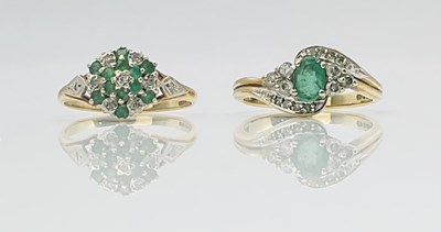 Lot 717 - Two 9ct yellow gold dress rings, sizes N 1/2...