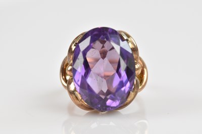 Lot 2320 - A late Victorian yellow metal amethyst set...