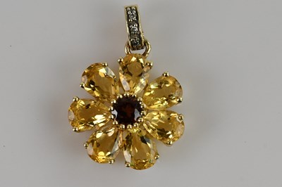 Lot 2150 - A yellow metal pendant, stamped '10k', set...