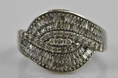 Lot 2368 - A white metal diamond set cocktail ring, set...