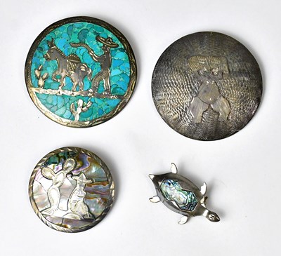 Lot 1226 - Four Venezuelan silver brooches, three of...