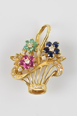 Lot 2044 - A yellow metal openwork pendant formed as a...